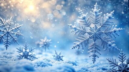 Delicate snowflakes and intricate snow patterns on a frosty winter day, snow, Christmas, winter, frost, season, cold, weather