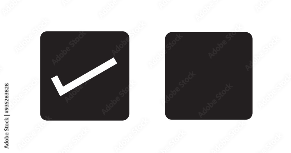Poster check icon set. checkmark vector symbol. accept, verify or done check mark sign. right checkbox butt