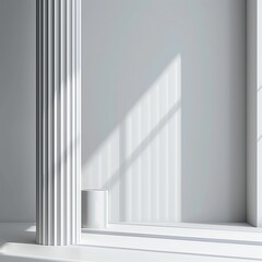 Fototapeta premium White window frame with vertical columns of light, set against a clean white background.