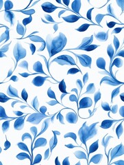 A seamless watercolor illustration of blue boho waves with an ocean-inspired design, set against a white background. 