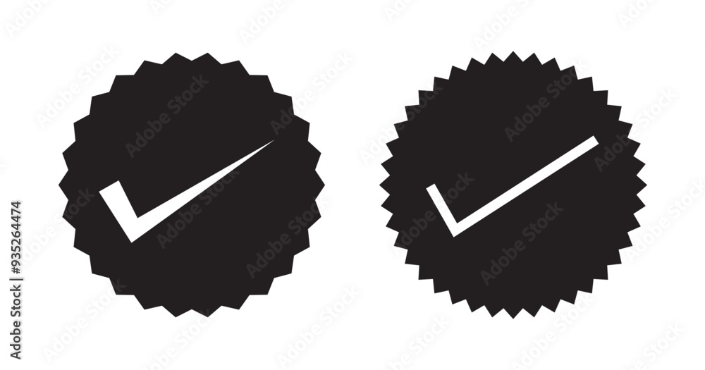 Poster check icon set. checkmark vector symbol assortment for verification