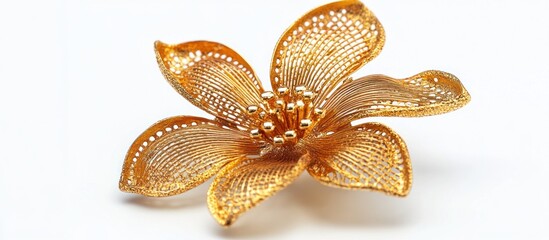 Naklejka premium Golden Filigree Flower Brooch
