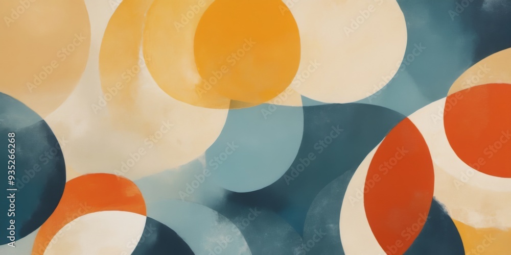 Poster modern minimalistic abstract painting with overlapping circles i