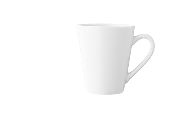 White cup for tea or coffee on isolated white background close up