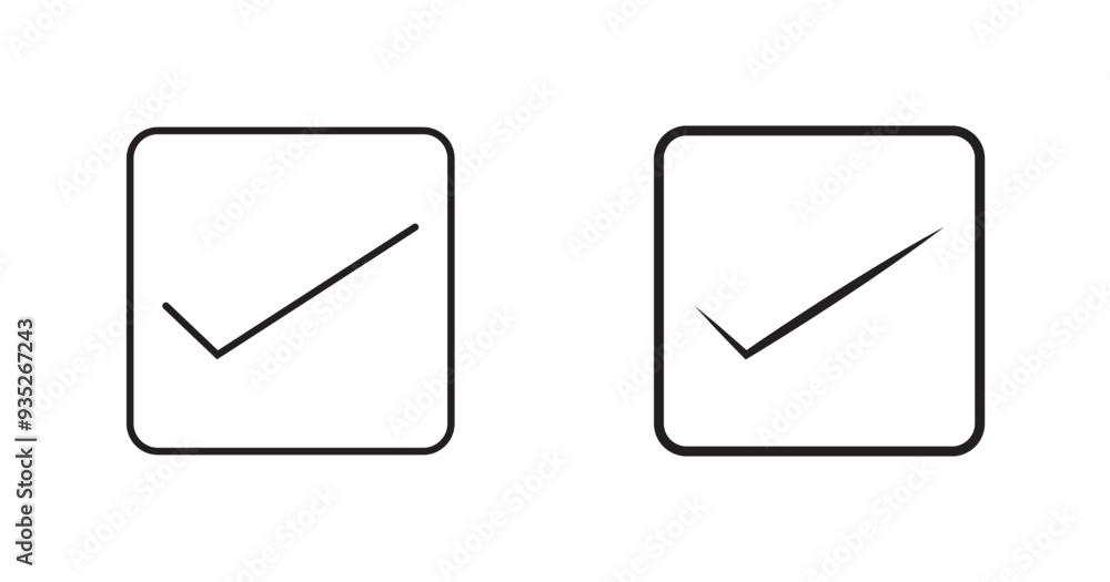 Poster check icon set. checkmark vector symbol. accept, verify or done check mark sign. right checkbox butt