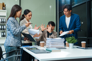Stressed business person in a demanding career struggles with emotional burnout, overwhelmed by tasks and deadlines. exhausted and frustrated, seeking moment of relief amid her challenging workload.