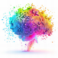 Colorful Pixel Clouds touched by Artificial Intelligence - Generativ AI