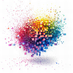 Colorful Pixel Clouds touched by Artificial Intelligence - Generativ AI