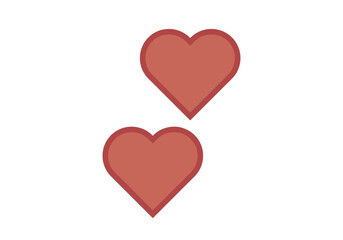 Dos corazones rojos de amor en fondo blanco