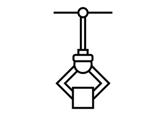 Icono negro de mano robótica de una fábrica