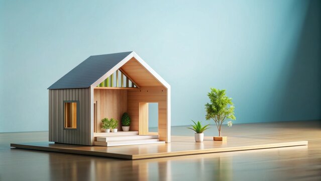 Contemporary miniature sustainable house made with locally sourced materials, sustainable