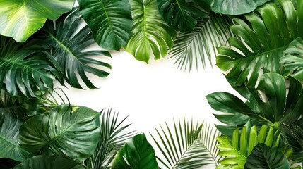 Tropical Leaf Frame on White Background