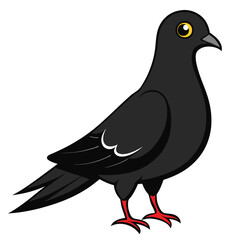 Black Vector Illustration of a Dove on a White Background