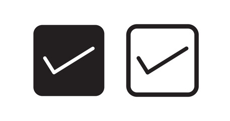 Check box icon with correct, accept checkmark icons tick box checked. Check mark icon symbols vector.