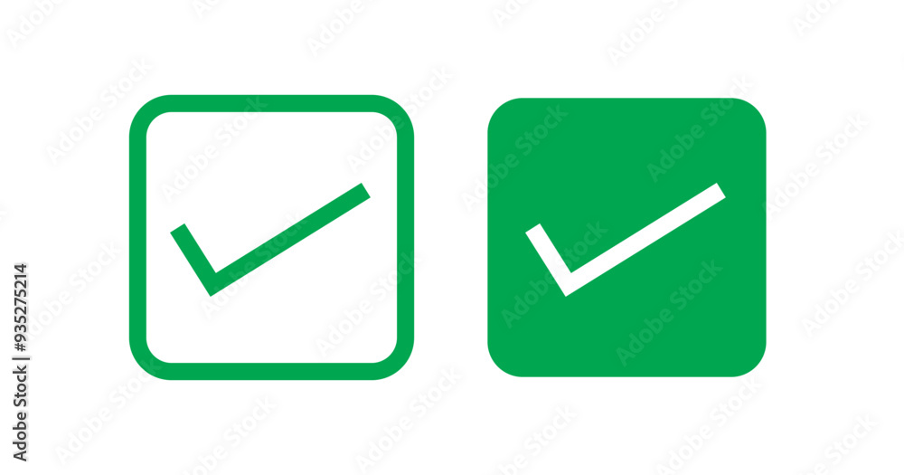 Poster check mark vector icon set. correct or right tick mark sign. green checkmark for checklist. accept a