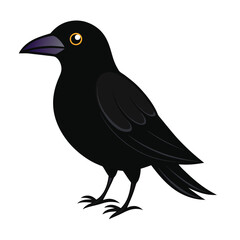 Black Vector Art of a Crow on a White Background