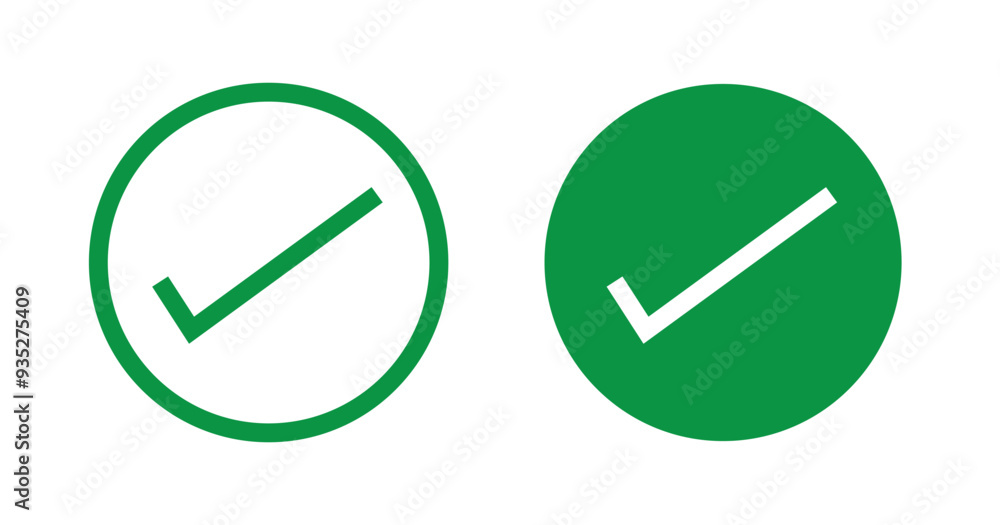 Poster check mark icon button set. check box icon with right or correct buttons and yes checkmark icons in 