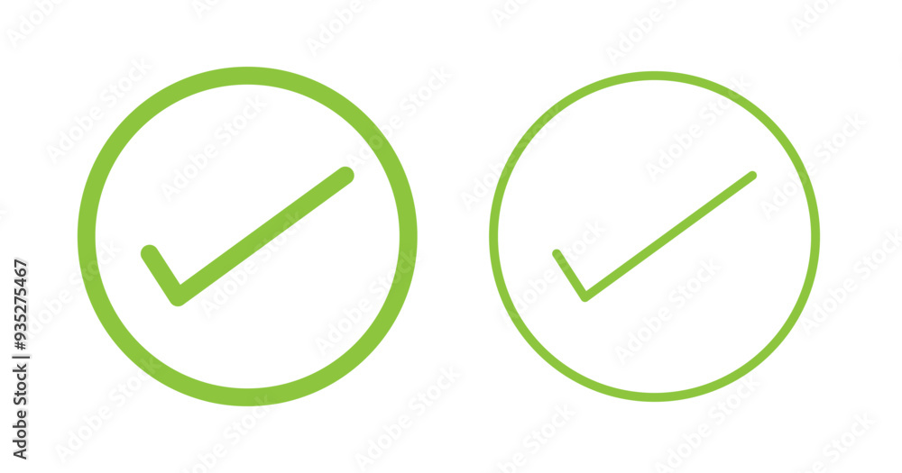 Poster check mark icon button set. check box icon with right or correct buttons and yes checkmark icons in 