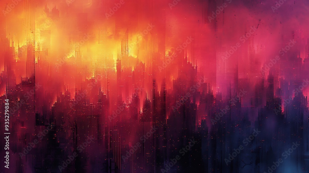 Poster digital renaissance abstract collision of digital age classical art form glitchy pixel merge soft br