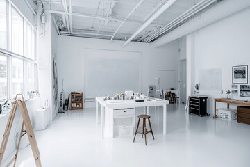 Obraz premium Art Studio with Clean Bright White Interior