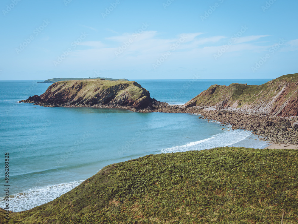 Wall mural Looking down at Gateholm island, on the Pembrokeshire coastline, Wales