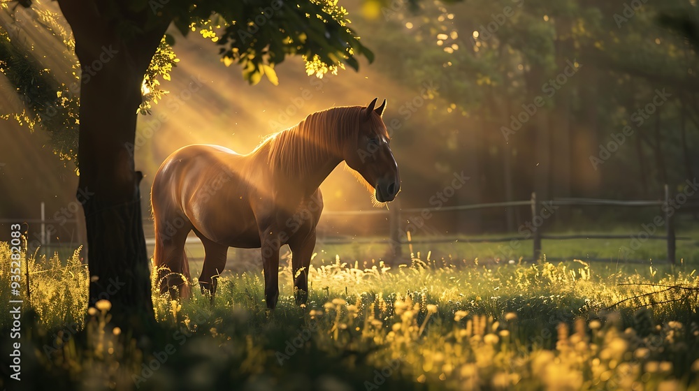 Wall mural horse outside in the pasture