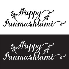 Happy Janmashtami Typography Design . isolated on white and black background. Vector Illustration. EPS 10