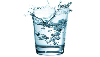 Water pouring in glass isolated on white