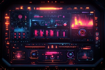 Obraz premium A futuristic home dashboard displaying various smart home controls, sleek and intuitive interface. Generative AI