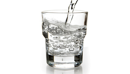 Water pouring in glass isolated on white