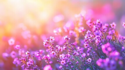Vibrant Purple Heather Flower in Lush Garden Surroundings: Wide Shot Beauty视
