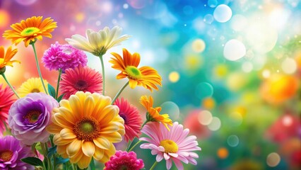 Fototapeta premium Beautiful flowers in a colorful and vibrant background, floral,background, vibrant, colorful, petals, bloom, garden, nature