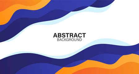 abstract wave fluid background with blue and orange color on white background. Dynamic shapes composition. Vector illustration