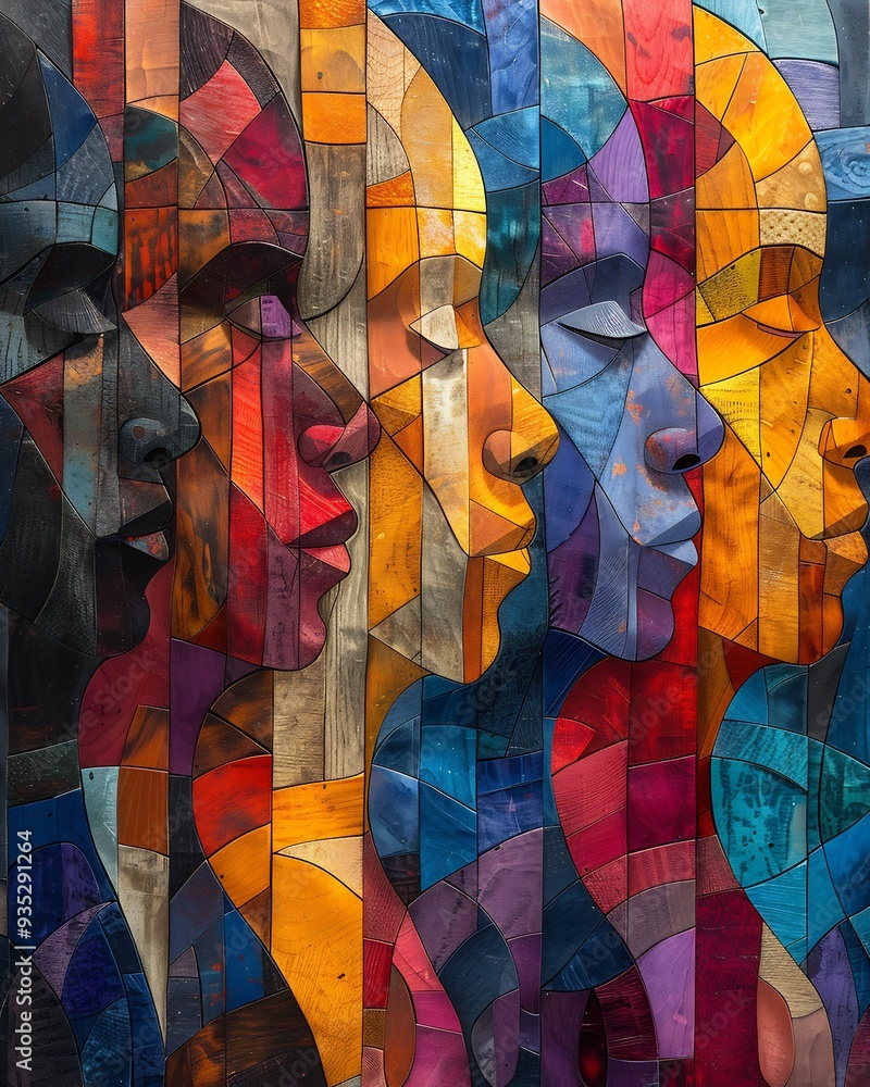 Poster diverse workforce of tomorrow abstract depiction of diverse people working together futuristic setti