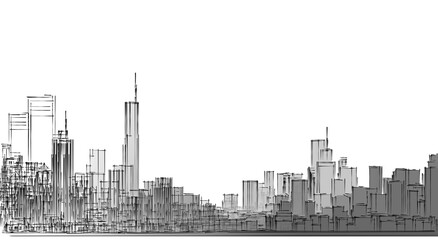 Naklejka premium modern city panorama 3d illustration 