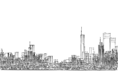 Obraz premium modern city panorama 3d illustration 
