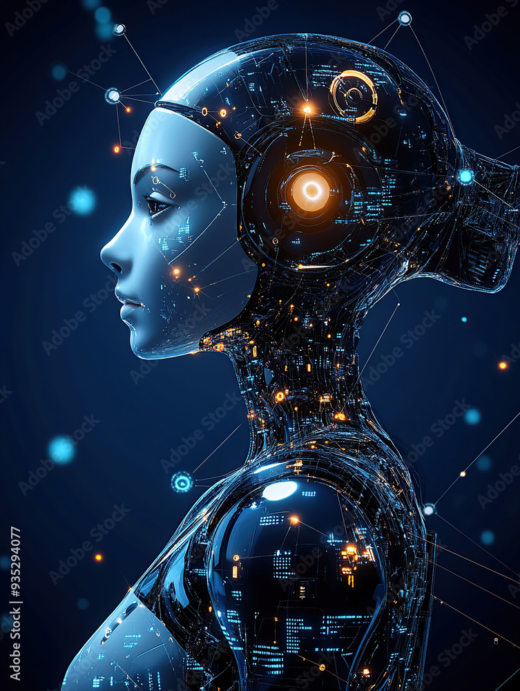 Poster artificial intelligence and an artificial intelligence robot with digital connections