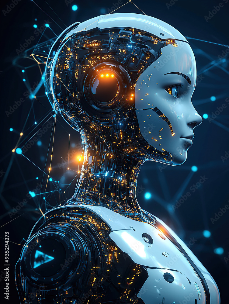 Poster artificial intelligence and an artificial intelligence robot with digital connections