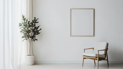 Clean white wall with a single minimalist photo frame, capturing the essence of simplicity and modern design.