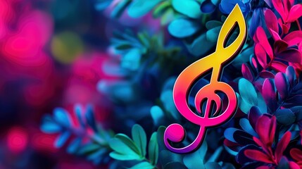 Bokeh Effect Highlights A Glowing Music Note, Vibrant And Festive 
