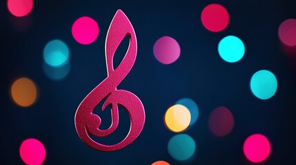 Bokeh Effect Highlights A Glowing Music Note, Vibrant And Festive 