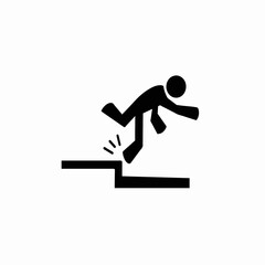 Silhouette of a man running down stairs and fall, vector illustration Cartoon hand drawn isolated on white background