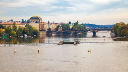 Fototapeta premium A scenic view of the riverside in Prague