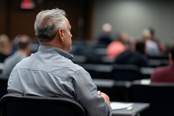 Fototapeta premium An industry leader speaks at a panel discussion, offering insights and predictions about future trends