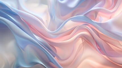 Fototapeta premium Abstract soft folds of pastel silk fabric with a smooth, flowing texture