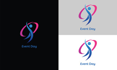 Event day creative logo in different colors with fully editable vector file.