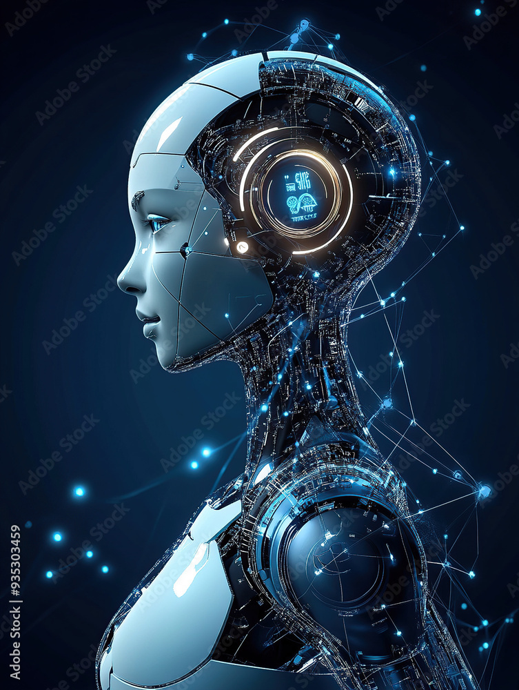 Poster artificial intelligence and an artificial intelligence robot with digital connections