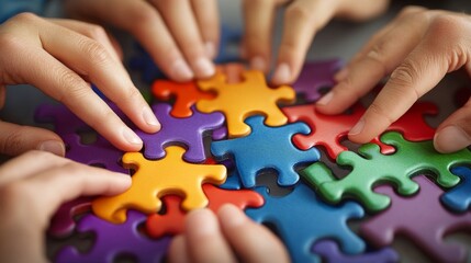 Hands Solving a Colorful