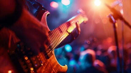 Obraz premium Electric Guitarist Performance Under Stage Lights.