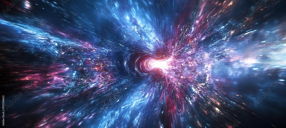 Poster black hole as a symbol of cosmic mystery where 3d dark energy and 2d light are drawn into the singul